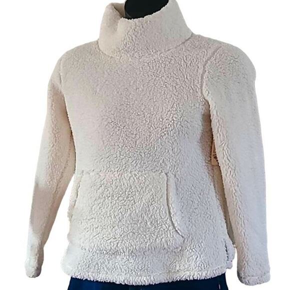St. John's Bay Sherpa Fleece Pullover Faux Fur Hoodie White Size Medium NWOT - Picture 6 of 6